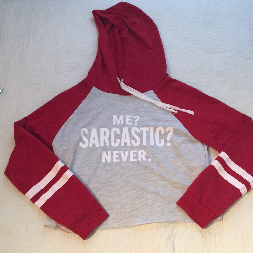 “Me? Sarcastic? Never.” Cropped hoodie